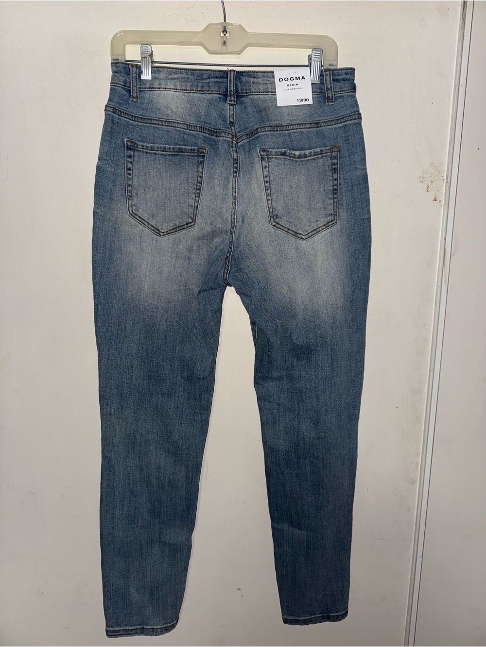 Women's Distressed Blue Skinny Jeans - Picture 4 of 6